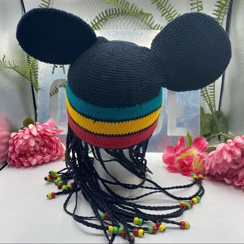 Walt Disney Mickey Jamaican Rasta Braids Beads Hat